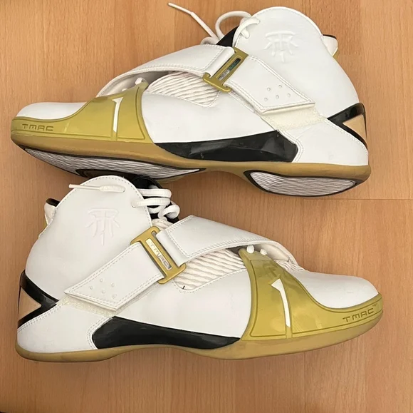 Vintage '05 Adidas T-Mac 5 White and Gold Sneakers - Picture 3 of 6